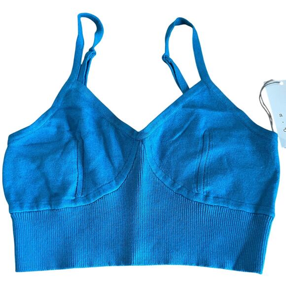 A New Day Women's Blue V-Neck Bralette Sweater Tank Top - Size Small - NWT - Picture 1 of 7